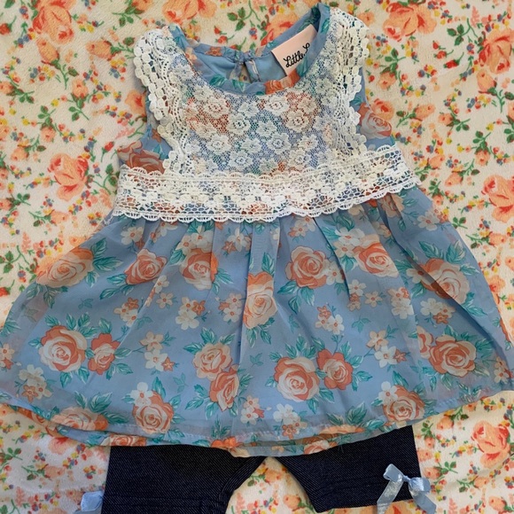 Little Lass Blue Lace Floral Set - Picture 4 of 5